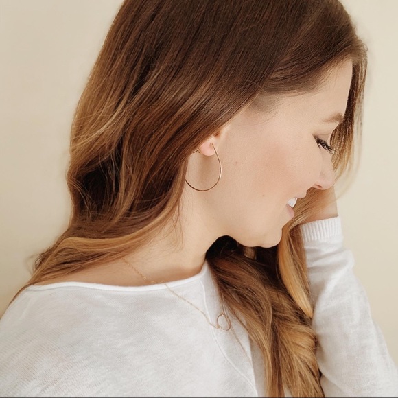 LAST PAIR 14K Gold Sake Hoop Earrings - Picture 2 of 3